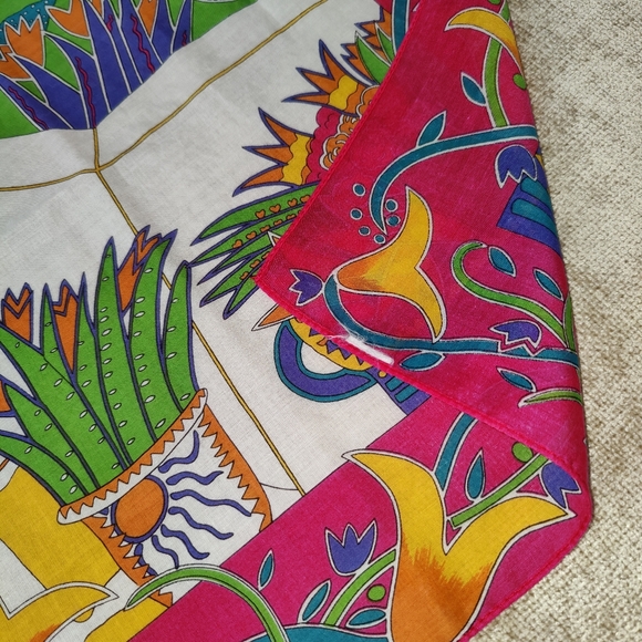 Ginnie Johansen Colorful Beach Vocation Scenery Print Cotton Scarf, - Picture 11 of 11